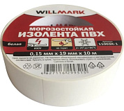 11013 изолента пвх wilmark самозатухающая 19мм 10м белая