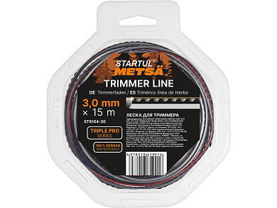 st6164-30 леска startul metsa 3мм 15м зубчатый квадрат