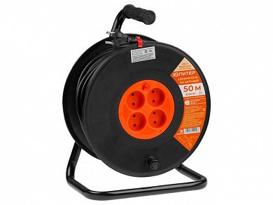 jp8403-03 удлинитель на катушке 50м (4 роз, 3,5квт, б/з, пвс 2х1,5)  юпитер