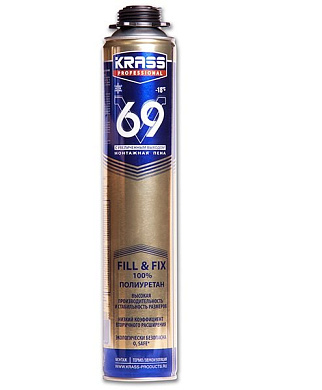 пена монтажная krass professional v69 зимняя 0,89л пистолетная