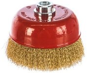 щётка-чашка hardcore для ушм 100мм волнистая латунир.проволока