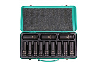 13998 набор ударных глубоких шестигранных торцевых головок 1/2" 10-24мм