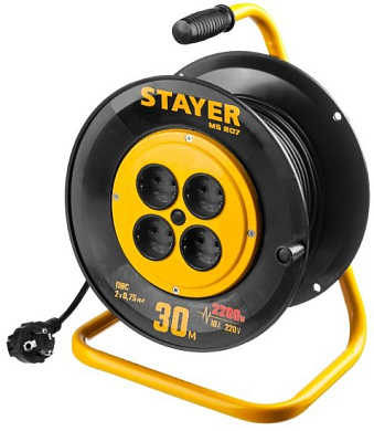 55073-30_z01 удлинитель stayer на катушке 30м 4гн 2200вт пвс2х0,75мм2