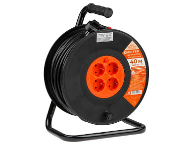 jp8404-02 удлинитель на катушке 40м (4 роз., 3,5квт, с/з, пвс 3х1,5)  юпитер