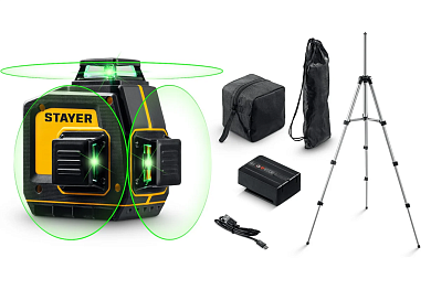 34963-3 лазерный нивелир stayer 50м 0,5мм