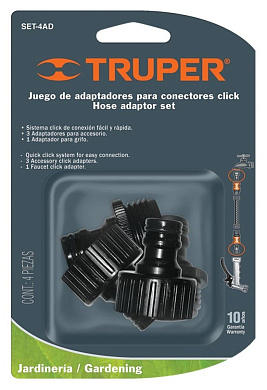 12730 набор коннектеров truper быстрозащелкивающихся 4 шт set-4ad