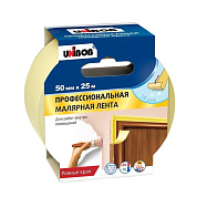 лента малярная проф.для внутренних работ unibob 50мм 25м желтая (48425)
