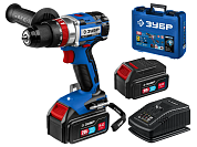 dbs-201-42 акк.ударная дрель зубр 20в li-ion кейс безщеточный двигатель