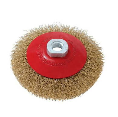 щётка-тарелка hardcore для ушм 100мм волнистая латунир.проволока