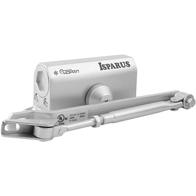 доводчик дверной нора-м 410f isparus с фиксацией серебро морозостойкий 15-60кг