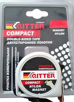 рулетка ritter compact 5м., магнит, двухстороняя, нейлон