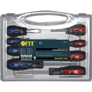 56042 fit набор отверток "универсал" прорезиненные ручки 8 шт