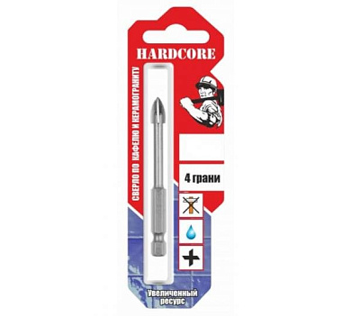 сверло hardcore 12мм по керамограниту и керам.плитке 4-х гранное
