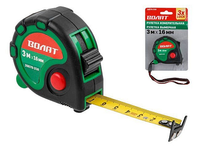 20070-316 рулетка  3м/16мм обрезин. корп. волат