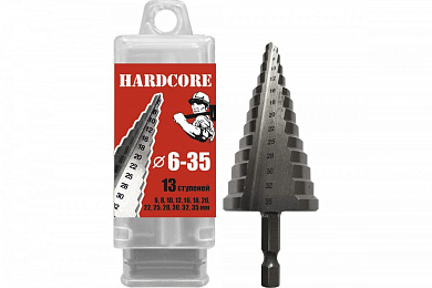сверло по металлу hardcore 6-35мм шаговое 13ступеней