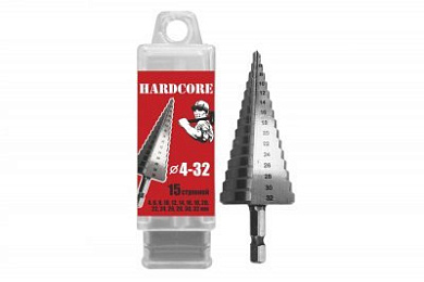 сверло по металлу hardcore 4-32мм шаговое 15ступеней