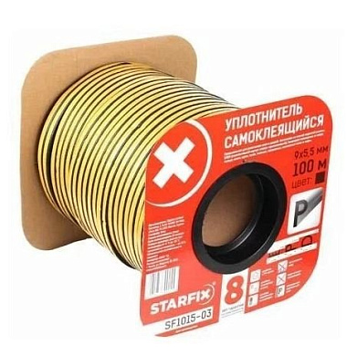 sf1015-03 уплотнитель гаражный "p" черный 9х5.5мм starfix одинарный