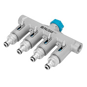 65833 разветвитель 4-х канальный алюминий palisad luxe 3/4" с внут.резьбой
