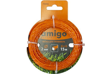70805 леска для триммера "квадрат" 2мм 15м amigo