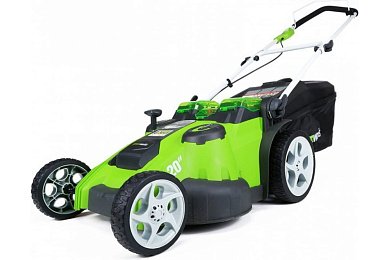 2500207 аккумуляторная газонокосилка 49см greenworks g40lm49db без акб и зу
