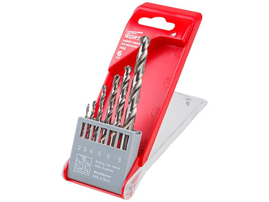 набор сверл по мет. 6шт (2-3-4-5-6-8 мм) hss wortex