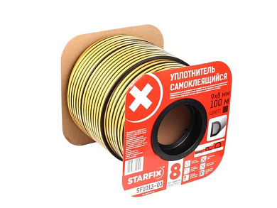 sf1013-03 уплотнитель гаражный "d" черный 9х8мм starfix одинарный